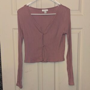 Topshop Mauve Long Sleeve crop Top